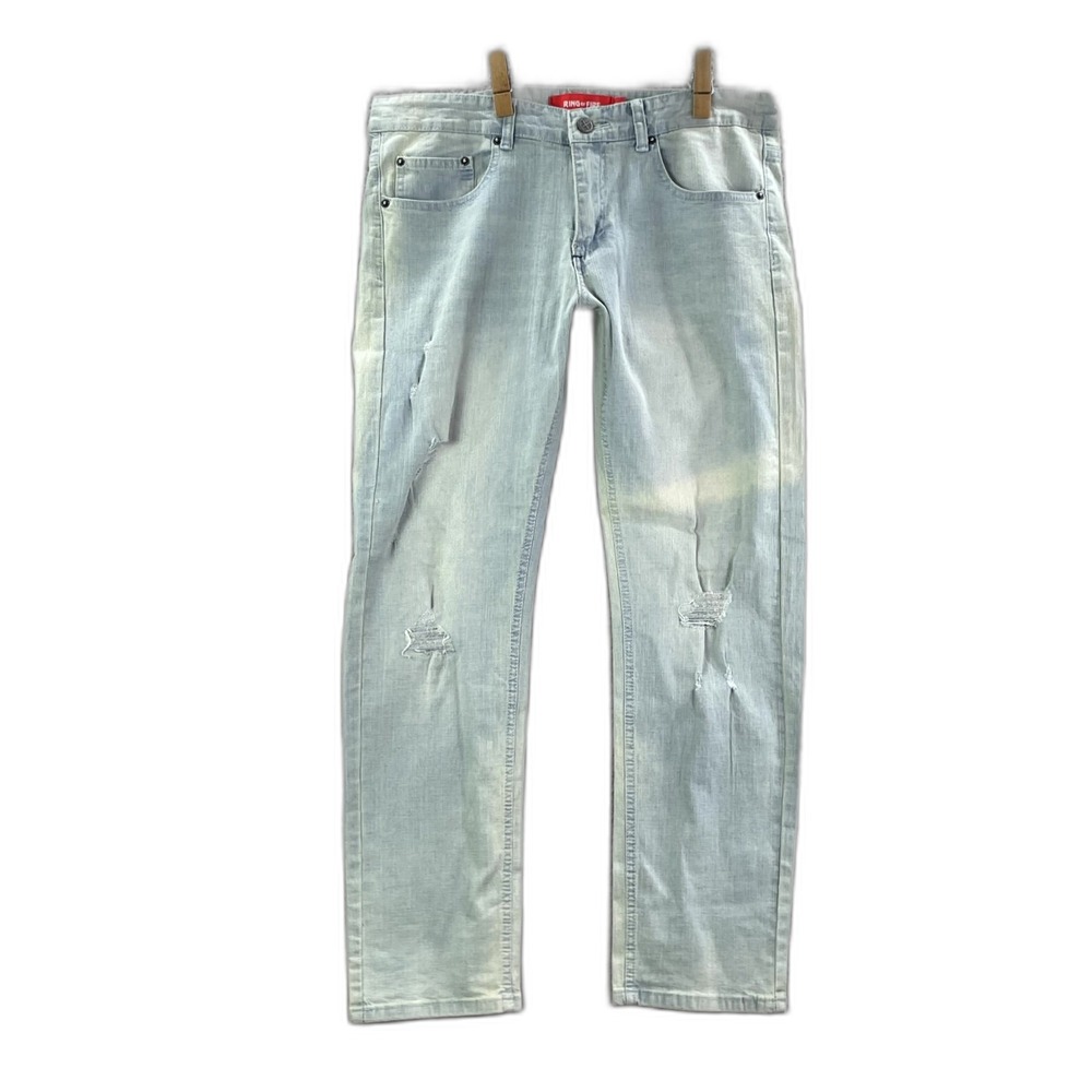 Ring Of Fire Slim Fit Jeans Mens 32x30 Denim Stretch Distressed Corpore Grunge